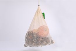 100pcs 33cmx28cm Cotton Mesh Grocery Shopping Produce Bags Vegetable Fruit Fresh Bags Hand Totes Home Storage Pouch Drawstring Bag