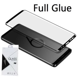 note 8 tempered glass NZ - Full Adhesive Glue Case Friendly  Full Cover Tempered Glass 3D Curved For Samsung Galaxy S8 S8 PLUS S9 S9 PLUS NOTE 8 NOTE 9 In Retail 50p