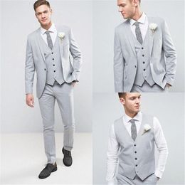 Handsome One Button Groomsmen Notch Lapel Groom Tuxedos Men Suits Wedding/Prom/Dinner Best Man Blazer(Jacket+Pants+Tie+Vest) 891