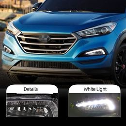 1 Pair For Hyundai Tucson 2015 2016 2017 2018 Car DRL LED fog lamps daytime running lights LED DRL light Automobile Daylight