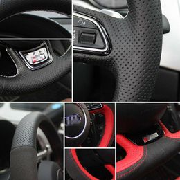 Custom Made Anti Slip Black Suede DIY Car Steering Wheel Cover for Audi S1 8X S3 8V Sportback S4 B8283O