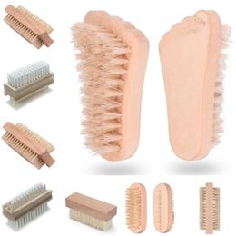 Household Cleaning Tools Double sided bristle PP nail brush wood massage brush nail brush natural bristle cleaning brushes 6053