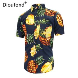 Dioufond Hawaiian Men Shirt Brand Floral Print Mens Summer Shirts Streetwear Loose Casual Short Sleeve Shirt Mens Tops 2019