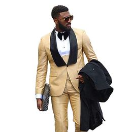 New Arrival One Button Groomsmen Shawl Lapel Groom Tuxedos Men Suits Wedding/Prom Best Man Blazer ( Jacket+Pants+Vest+Tie) AA121