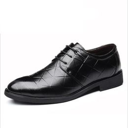 New Men Oxford Formal Shoes Men's Round Toe England Lattice Business Shoes Wedding Shoes Big Size 38-47