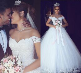 2019 Dubai Arabic Said Mhamad Wedding Dress Off Shoulder Lace Appliques Church Country Garden Bride Bridal Gown Custom Made Plus Size