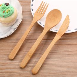 Bamboo Wooden Fruit Fork Disposable Spoon Knife Food Pick Travel Compostable Party Picnic Kitchen Christmas supplies Biodegradable In Bulk