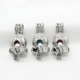 Silver Color Cute Cloud Rainbow Oyster Pearl Cage Pendant Perfume Essential Oil Diffuser Lockets Necklace Charms