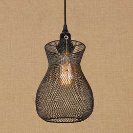 Novelty iron cage pendant light LED E27 art deco industrial hanging lamp with switch for parlor bedroom aisle lobby kitchen shop