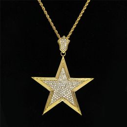 Shining Star Pendant Necklaces Mens Luxury Gold Plated Charm Necklace Fashion Rhinestone Golden Stars Necklaces Jewelry Lover Gift