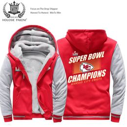 Kansas City Chiefs Hooded Hoodie Zip Front jacket coat women men warm Sweatshirt