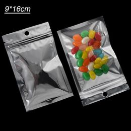 9*16cm Flat Self Seal Aluminium Foil Package Bag Resealable Clear Zipper Mylar Foil Plastic Storage Zipper Package Bag 100pcs/lot