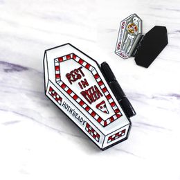 Cute Coffin Shape Brooch Sweet Cute Romantic Colourful Style Pins Best Gift For Friend Printed With Rest In Pizza Hotn Ready