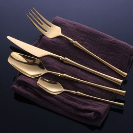 24 Pcs Stainless Steel Tableware Gold Cutlery Set Knife Spoon and Fork Set Dinnerware Korean Food Cutlery Kitchen Accessories
