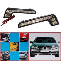 Freeshipping 2 * Super Bright White 8 LED DRL Car Daytime Running Driving Light Car Styling Light Lamp Waterproof Shockproof Light Bulb