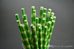 Free shipping 1000Pcs 19.5cm Disposable Bubble Tea Thick Bamboo Drinking Paper Straws For Bar Birthday Wedding Party