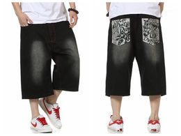 Whole-Summer Style Hip Hop Baggy Loose Printed Pants for Men Denim Jeans Shorts Mens Shorts Plus Size 30-46 FS49411313w