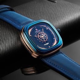 2019 Luxury Men Watches New Fashion Square Quartz Watch TOP Brand KADEMAN Casual Leather Wristwatches Business Relogio Masculino CJ191217