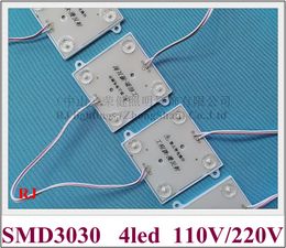 AC 110V / AC 220V input LED module light 70mm(L)*70mm(W)*8mm(H) SMD 3030 4 LED 4W IP65 (8 modules + 1 driver / set)