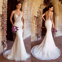 Kitty Chen 2019 Wedding Dresses Sexy Deep V Neck Lace Appliques Beads Bohemia Bridal Gowns Backless Plus Size Mermaid Wedding Dress