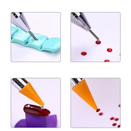 1pc Dual-ended Nail Dotting Pen Crystal Beads Handle Rhinestone Studs Picker Wax Pencil Manicure Glitter Powder NaiTooll