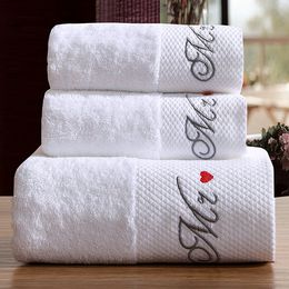 5 Star el Embroidery White Bath Towel Set 100% Cotton Large Beach Towel Brand Absorbent Quick-drying Bathroom 151254T