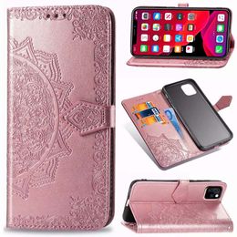 Imprint mandala flower Holder Card ID Slot Flip Cover for iphone 11 pro max XR XS MAX 6 7 8 PLUS Samsung S10 PLUS S10e NOTE10 PLUS S9 NOTE9