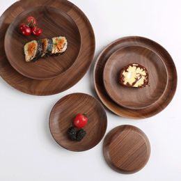 Kitchen Black Walnut Round Dishes Rectangle Beech Wood Food Bread Snack Plates Fruit Cake Pizza Tea Trays Hotel Serving Trays VT1616