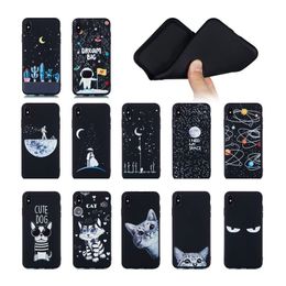 Soft TPU Case For Samsung A60 M30 A2 Core Huawei Honour 10 Lite Y5 Unique Out Space Moon Cat Dog Lover Earth Sun Star Astronaut Black Cover