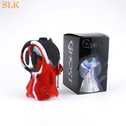 Color-varied portable silicone bong hookah ghost pipe 4.70" glass oil burner pipe water bongs Cool Dab Rig free bowl set