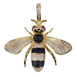 Iced Out Gold Silver Animal Bee Pendant Necklace Colour Cubic Zircon Men's Women Hip Hop Jewellery Gifts