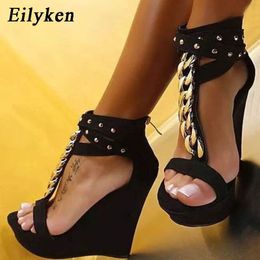 Eilyken 2019 New Gladiator High Heels Fashion Sandals Chain Platform Wedges Shoes For Women Y190704