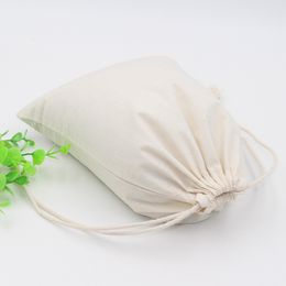 15x20cm 50pcs lot White Cotton Plain Drawstring Pouch Christmas Sack Bag Home Decor Gift Bags Candy Organiser Drop 241u