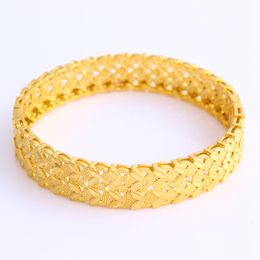 Newest Hollow Fashion Jewelry 18k Yellow Gold Filled Wedding Womens Bangle Bracelet Gift