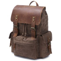 HBP Fashion men's bag computer backpack retro trend large capacity canvas outdoor sports casual simple chocolate