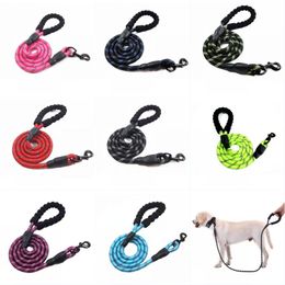 Reflective Nylon Dog Leashes Soft Foam Handle Round Rope Strong Pet Traction Chain Christmas Dogs Leads