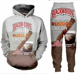 New Men/Womens Backwoods Funny 3D Print Fashion Tracksuits Crewneck Hip Hop Sweatshirt and Pants 2 Pcs Set Hoodies TZ020