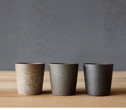 Vintage Straight Cup Drinkware Ceramic Coffee Mug Coarse Pottery Breakfast Retro Simple Tea Cups Decor Crafts