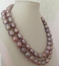 -Collana di perle di lavanda barocca da 12-13mm del Mare del Sud di 12 fili, 18 "19" 925