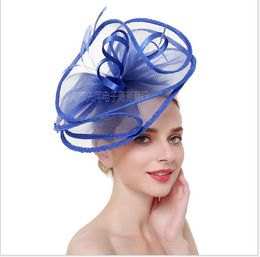 Bride hairpin hairpin European and American new feather mesh top hat headdress