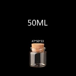 50ML Empty Clear Glass Bottles Vials with Cork Stopper Storage Jars 47mm Bottle Diameter 47x50x33mm