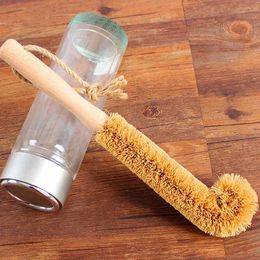 Cup Brush Coconut Palm Long Handle Kitchen Wash Tweezers Glass Bottle Cleaning Brush Fast Shipping F3250