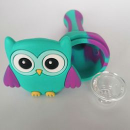 Mini Owl-shape Silicone Hand Pipe Tobacco Pipes Dab Rig Smoking Pipes Portable Unbreakable Spoon Pipe Silicone Pipes AC114