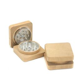 Creative New Square Two-Layer Wood Smoke Grinder 50mm Zinc Tooth Manual Solid Wood