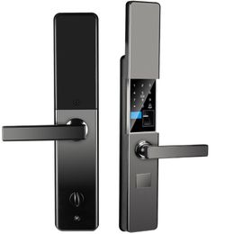 5-in-1 Keyless Entry Door Lock Secure Finger ID Push Pull Biometric Touchscreen Password Keypad Digital Door Lock for Front Door