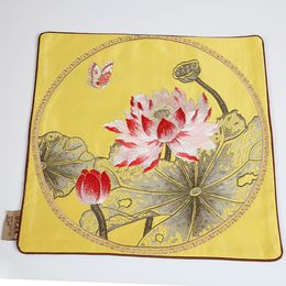 Classic Luxury Peony Lotus Placemat Christmas Square Dining Table Mat Chinese style Party Table Placemat Decor Insulation pads