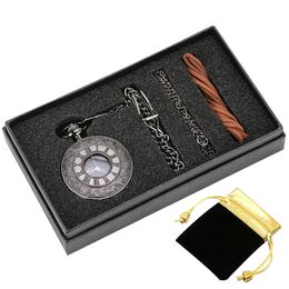 Fashion Retro Pocket Watch Gift Set Vintage Fullmetal Alchemist Soviet Sickle Hammer Quartz Analogue Watches Necklace Chain Timepiece