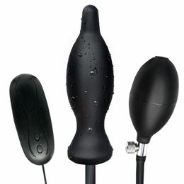 10 Speed Inflatable Anal Love Plug Vibrator Prostate Massager Big Butt Dildos A985