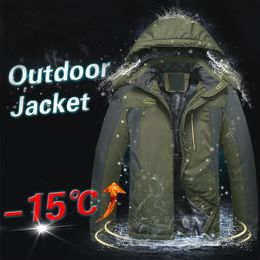 Winter Men Jackets Thick Warm Hooded Coat Men Outdoors Outwear Waterproof Casual Inner Fleece Jackets Plus Size Thermal Jaqueta S191019