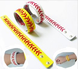 Sport Bracelets Baseball Stitch Bracelets Sport Seamed Leather Bracelet Fast Pitch Softball Cuff Gift 10 Designs Wholesale DHW2673